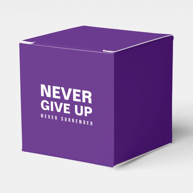 Custom Never Give Up Never Surrender Royal Purple Favour Box (Front Side)