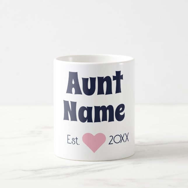 Custom New Aunt Established Navy & Pink Mug (Center)