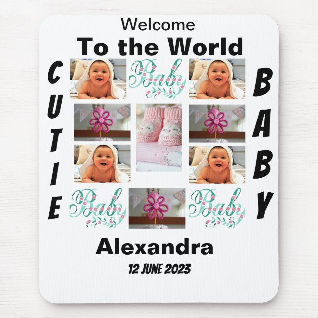 Custom New Baby 11 Photo Collage  Mouse Pad (Front)