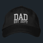 Custom New Dad Established Father Est Year Daddy Embroidered Hat<br><div class="desc">Custom New Dad Baseball Hat,  Customisable Papa Father from wife,  established Gift for him embroidery,  husband establish Customised Daddy Date,  Father's Day Matching est cap,  padre couple partner Valentine's your,  present Embroider Her Mum Personalised,  Birthday Christmas Baby Boy Anniversary,  His Birth Personalised Son Workout,  with Girl Daughter Minimalist Postpartum</div>
