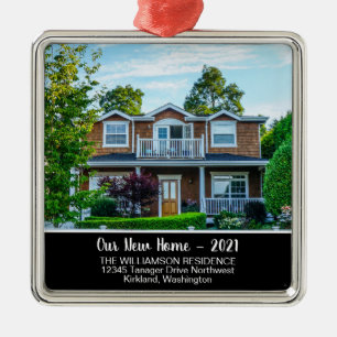 Custom New Home Photo With Year, Name Metal Ornament