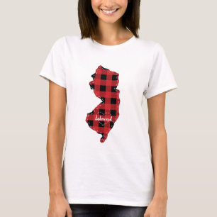 Custom New Jersey State Hometown Plaid Christmas T-Shirt