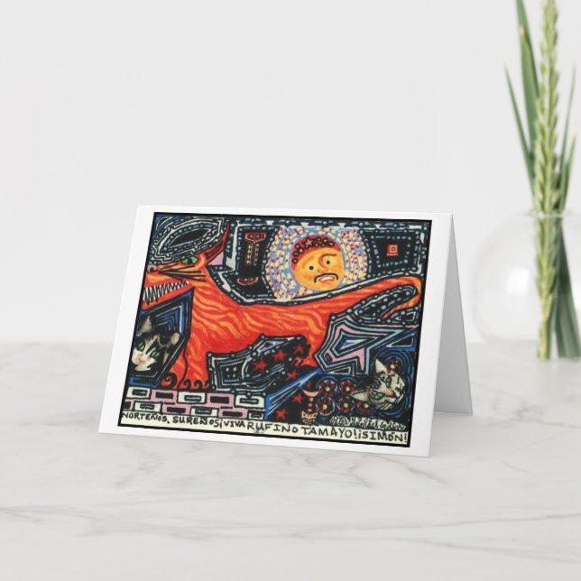 Custom New Mexico Spanish Tasmanian Devil Dog Cats Card (Front)