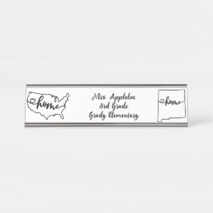 Custom New Mexico State US Home Line Art Desk Name Plate