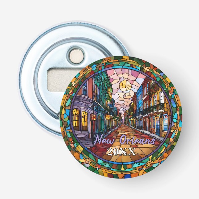 Custom New Orleans Bourbon Street Dated  Bottle Opener (Front)