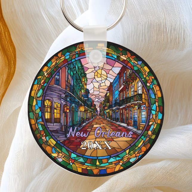 Custom New Orleans Bourbon Street Dated  Key Ring (Creator Uploaded)