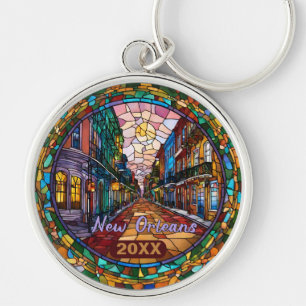Custom New Orleans Bourbon Street Dated  Key Ring