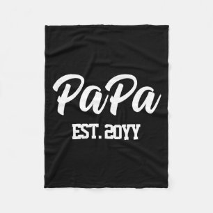 Custom New Papa Est Year Father Personalized Gift Fleece Blanket