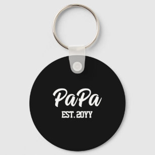 Custom New Papa Est Year Father Personalized Gift Key Ring