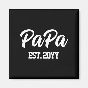 Custom New Papa Est Year Father Personalized Gift Magnet