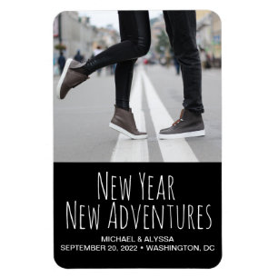 Custom New Year New Adventures Engagement Photo Magnet