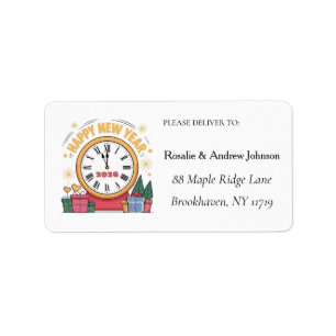 Custom New Year's Eve Count Down Clock Address  Label