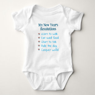 Custom New Year's Resolutions, Boy, Funny    Baby Bodysuit
