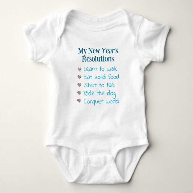 Custom New Year's Resolutions, Boy, Funny    Baby Bodysuit (Front)