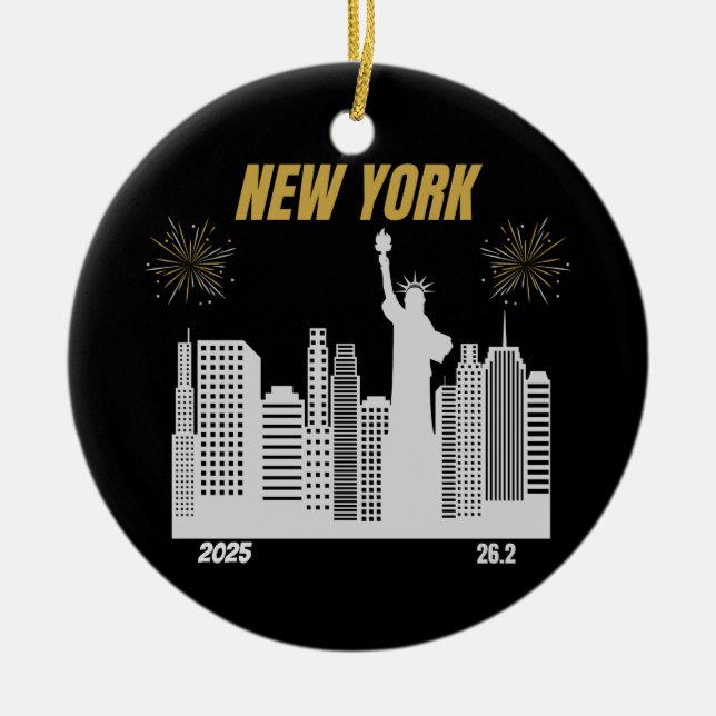 Custom New York 2025 Marathon Runner Gift Ceramic Ornament (Front)