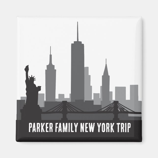 Custom New York Trip Skyline Statue of Liberty Magnet (Front)