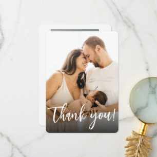 Custom Newborn photography Modern Baby BOY Birth  Thank You Card