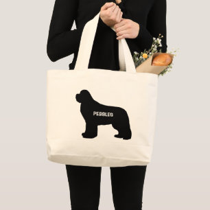 CUSTOM Newfoundland Dog Breed Silhouette Large Tote Bag