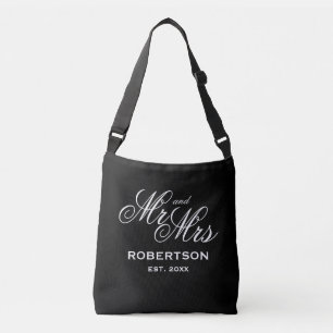 Custom newly weds Mr and Mrs black wedding Crossbody Bag