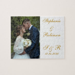 Custom Newlywed Photo Monogram Wedding Gift  Jigsaw Puzzle