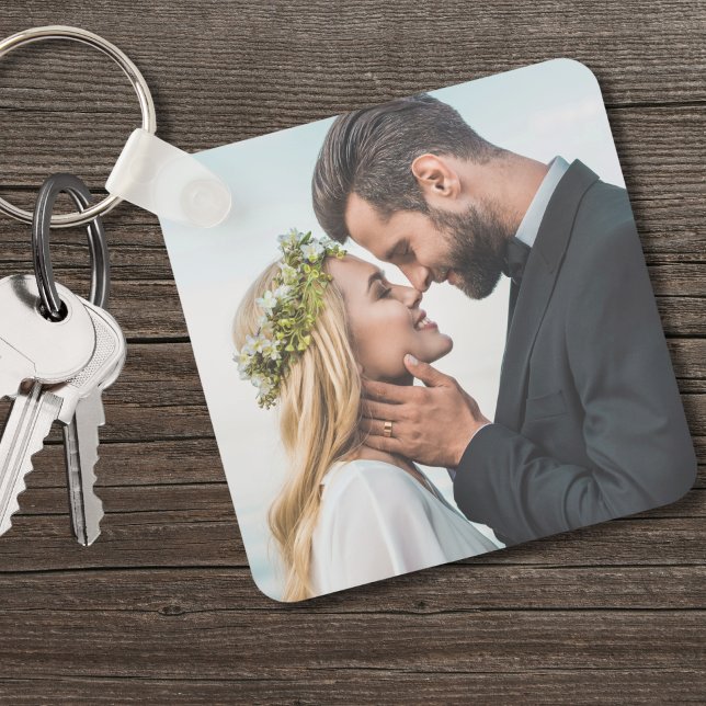 Custom Newlywed Wedding Photo Key Ring (Custom Newlywed Couple Two Photo keychain)