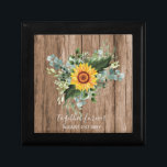 Custom Newlyweds Rustic Sunflowers Eucalyptus Leaf Gift Box<br><div class="desc">Congratulations on your engagement! We wish you a lifetime filled with happiness and joy. This modern and elegant wedding design is just one of the many design themes available in this store, created to fit your needs and budget. You can edit the template fields from this page or access Zazzle's...</div>