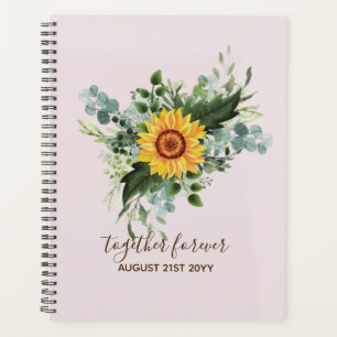 Custom Newlyweds Rustic Sunflowers Eucalyptus Leaf Planner