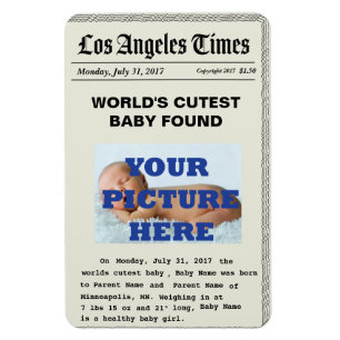Custom News Paper Birth Announcement Magnets