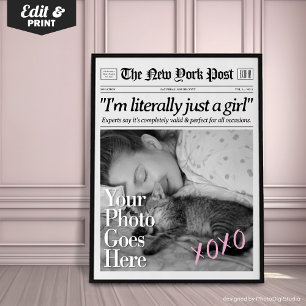 Custom Newspaper Print Girls Dorm Trendy Wall Art