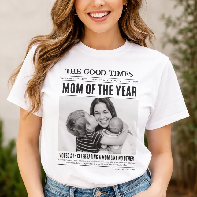 Custom Newspaper Shirt, Mom of the Year Gift, Mom T-Shirt (Custom Newspaper Shirt, Mom of the Year Gift, Mom T-Shirt)