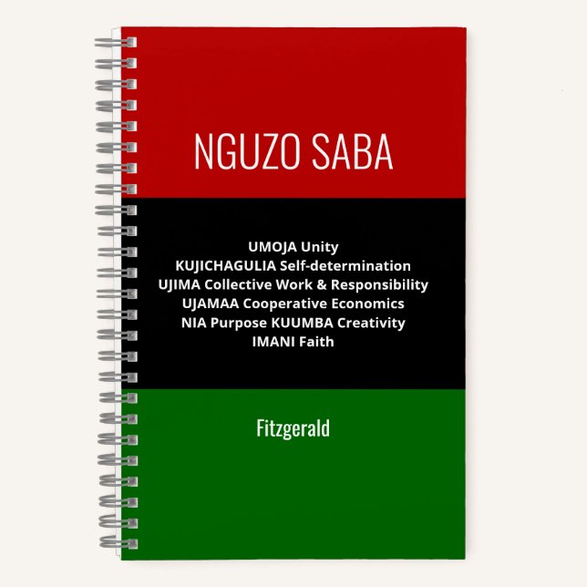 Custom NGUZO SABA 7 Principles Kwanzaa Journal (Front)