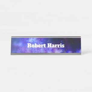 Custom Night Sky Blue Sapphire Desk Name Plate