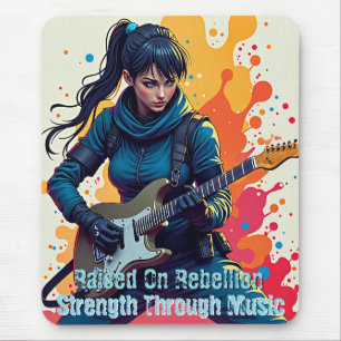 Custom Ninja Girl Guitarist Art Inspirational Mouse Pad