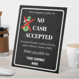 Custom No Cash Accepted   Business Modern Black  Pedestal Sign