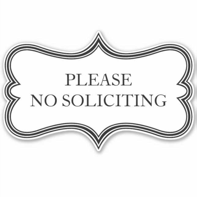 Custom "NO SOLICITING" Ornate Vinyl Sticker (Front)