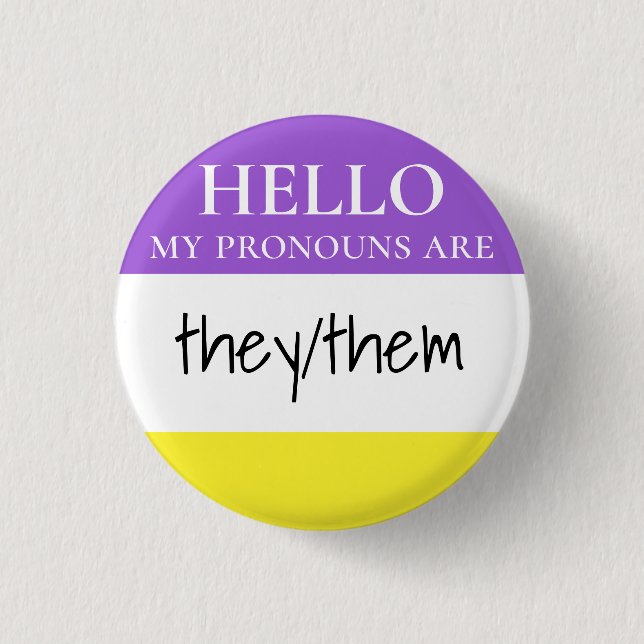 Custom Nonbinary Hello My Pronouns are 3 Cm Round Badge (Front)