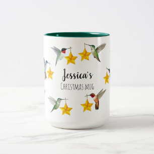 Custom North American Hummingbirds Christmas Two-Tone Coffee Mug