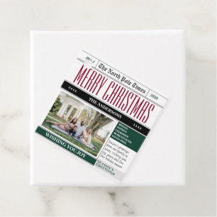 Custom North Pole Newspaper Christmas Photo Favour Tags