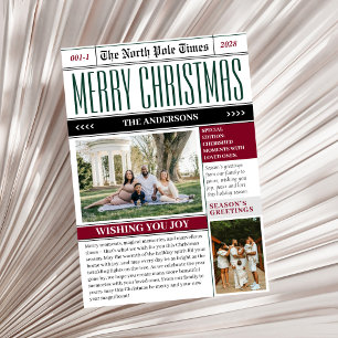 Custom North Pole Times Newspaper Christmas Photo Holiday Card