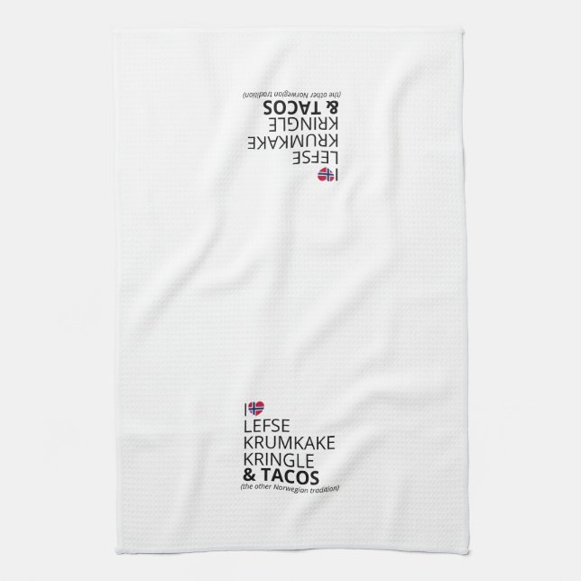Custom Norwegian Flag Heart Tea Towel (Vertical)
