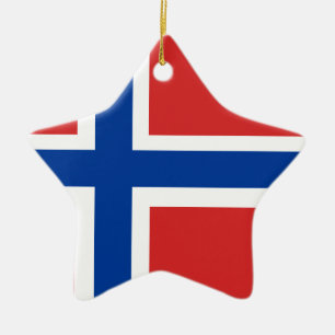 Custom Norwegian Flag (Norske Flagg) Ceramic Tree Decoration