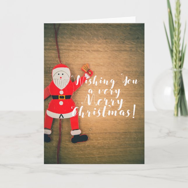 Custom NOSTALGIC MERRY CHRISTMAS SANTA GREETING Holiday Card (Front)