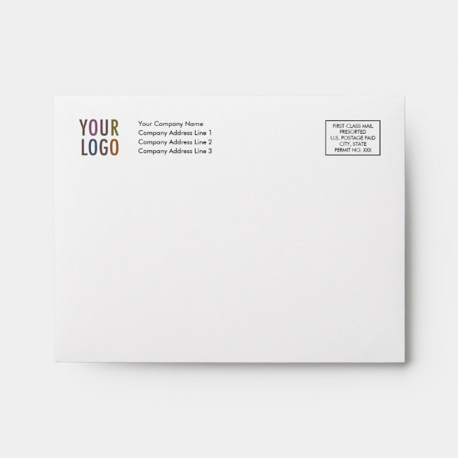Custom Note Card Envelope A2 Logo Address Indicia (Front)