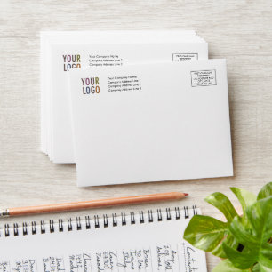 Custom Note Card Envelope Logo Address Indicia