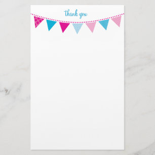 CUSTOM NOTE cute bright bunting bold blue pink Stationery
