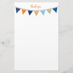 CUSTOM NOTE cute bright bunting bold orange blue Stationery