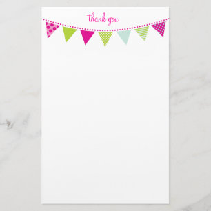 CUSTOM NOTE cute bright bunting hot lime pink mint Stationery