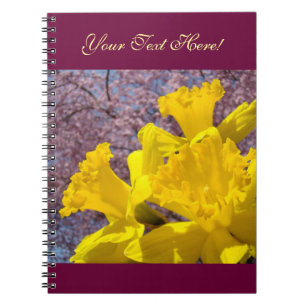 Custom Notebook Add Your Text Yellow Daffodils