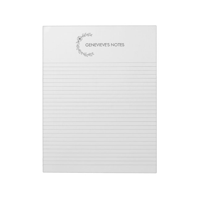 Custom Notepad College-Ruled with Floral Logo (Rotated)