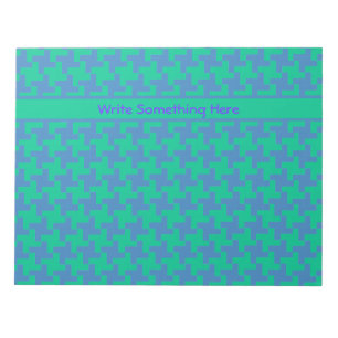 Custom Notepad or Jotter Emerald and Blue Dogtooth